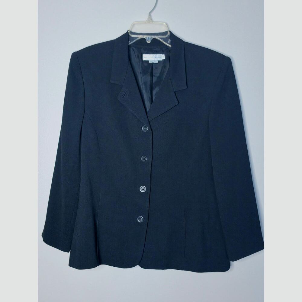 Garfield Marks Black Waist Length, Button Down Lined Jacket Blazer Size 12